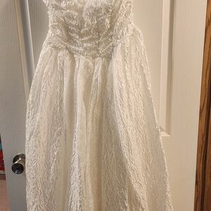 Lulu's White Strapless Textured Dress